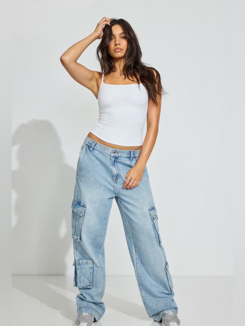 Garage Baggy Cargo Jeans Women’s Size 03/26 Light Blue Y2K Denim
